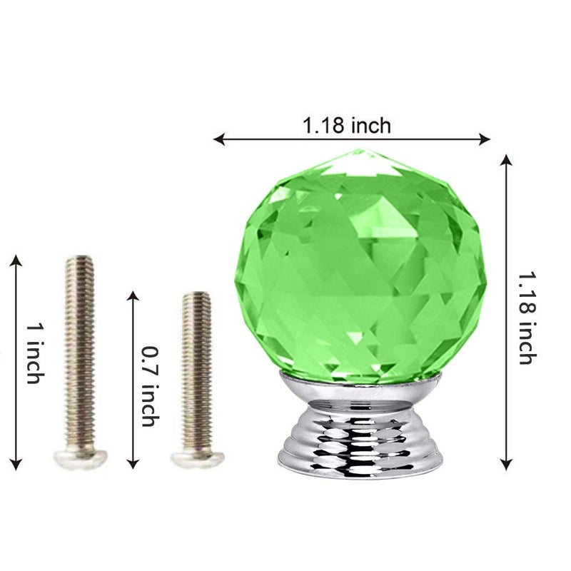 ANJUU 12 Pcs 30mm Round Shape Crystal Glass Cabinet Knobs with Screws Drawer Knob Pull Handle Used for Kitchen, Dresser, Door, Cupboard(Green - Image 2